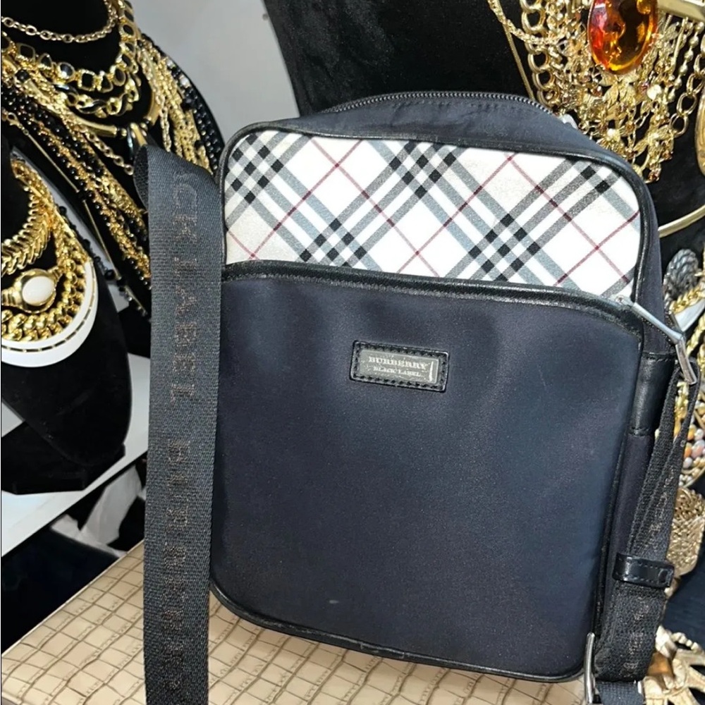 Burberry Black and Checkered Messenger Bag